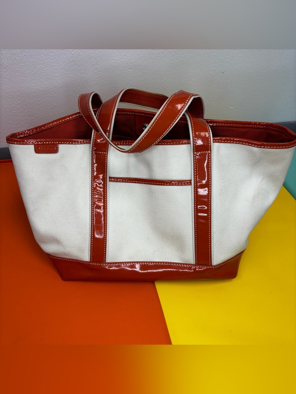Lands’ End Vintage Canvas Tote with Orange Trim